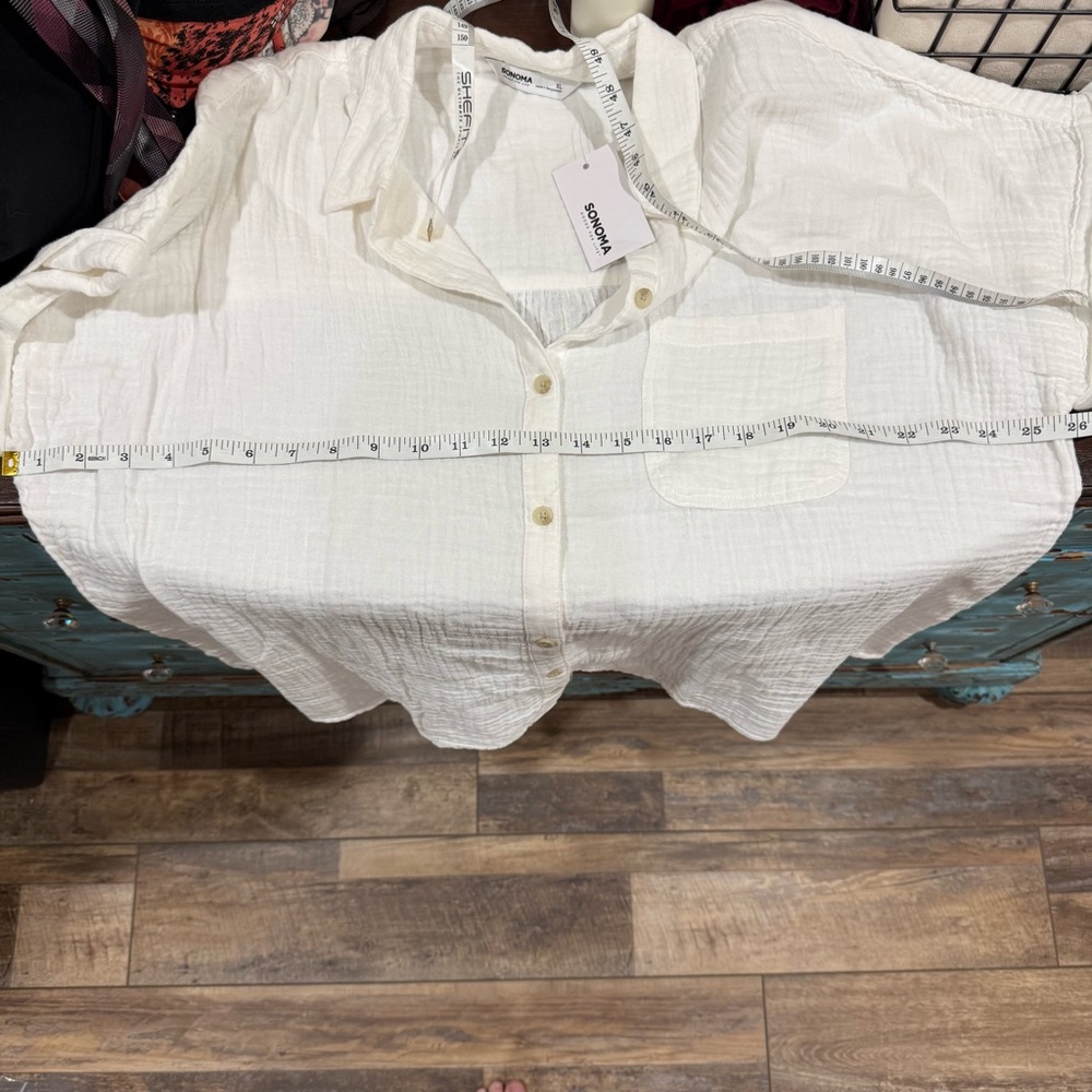 Sonoma Goods For Life‎ White Cotton Gauze Vital Shirt WS21W011RS2 Womens XL New - Picture 12 of 12